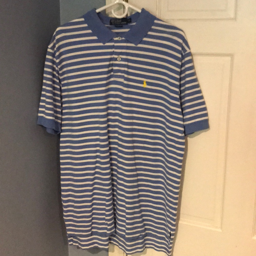 POLO RALPH LAUREN COTTON POLO - BABY BLUE/WHITE XL